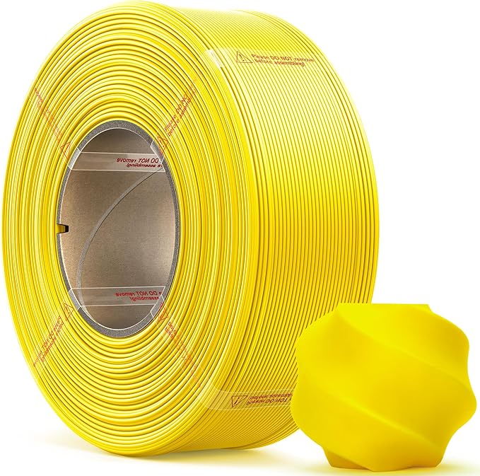 PLA Basic, Pre-Dried Refill Filament 1kg (2.2lbs) for Reusable Spools, 1.75mm Spool-Less 3D Printing Filament, Compatible with Bambu Lab 3D Printers – Yellow