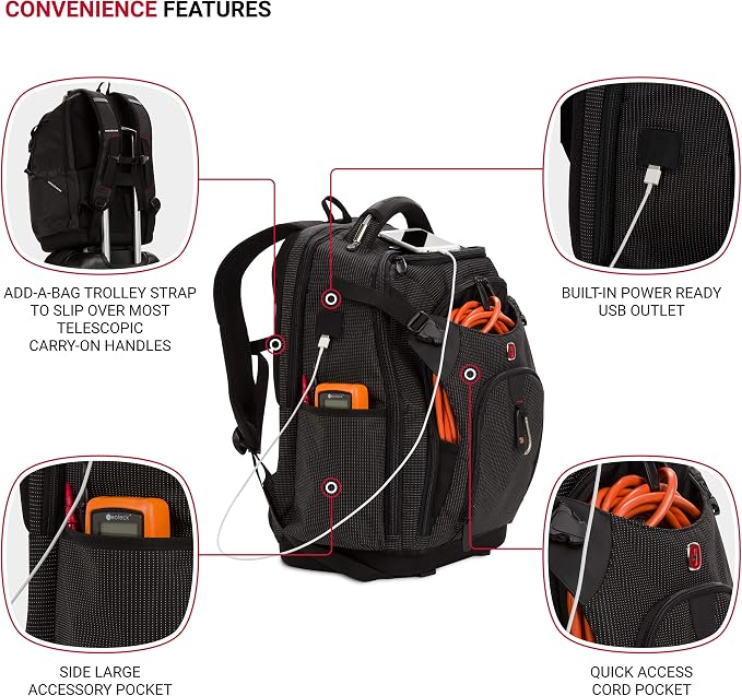 SwissGear Tool Bag Backpack, Fits Up to 17-Inch Laptop, Work Pack PRO, Black