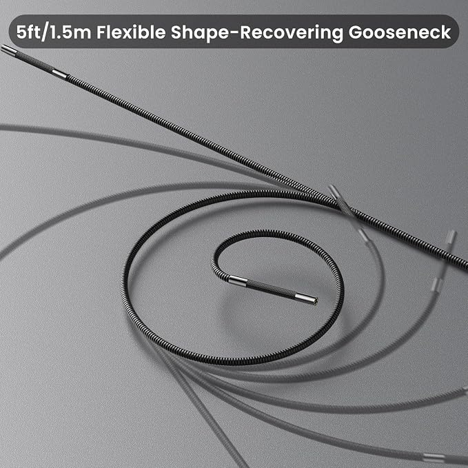 Two-Way Articulating Borescope with Light, 6.2mm Probe Industrial Endoscope Camera with 1.5m Self-Resetting Tube, 5" IPS Screen Inspection Camera with Light for Engine/Pipe