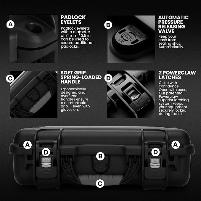 NANUK 910 Hard Case with Customizable Cubed Foam, IP67 Waterproof, Dustproof and Impact Resistant, 14.3” x 11.1” x 4.7”, Rugged Construction for Ultimate Protection, Made in Canada – Black