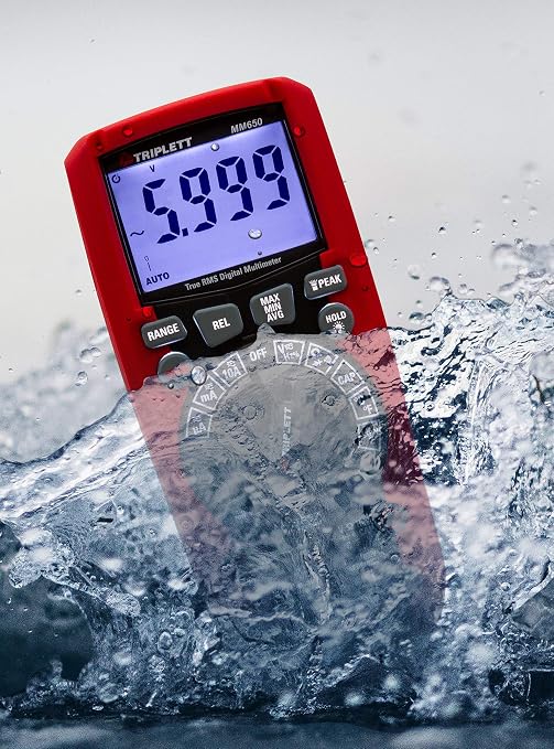 Triplett MM650 CAT IV True RMS 6000 Count Digital Multimeter with Lo Z - AC/DC Voltage, AC/DC Current, Resistance, Temperature, Capacitance, Frequency, Diode, Continuity