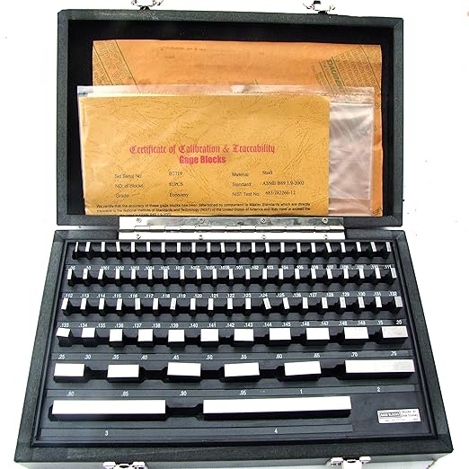 HFS(R) Gauge Block Set Grade Economy Gage Precision Calibration Tool for Dimensional Metrology Alloy Tool Steel Certified and Serialized 81PCS 0.1001" to 4"