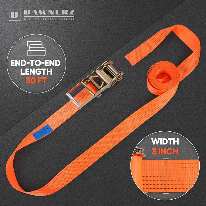 Endless Tie Down Strap 30ft x 3 inch – Ratchet Strap Heavy Duty 16500 Lb for Truck, Trailer and Cargo Securing