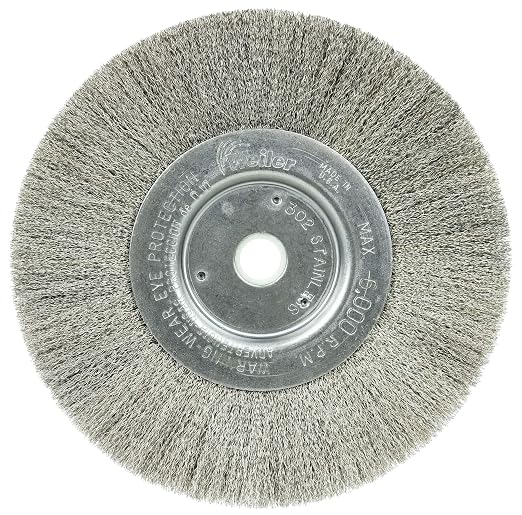 Weiler 01675 6" Narrow Face Crimped Wire Wheel, .006" Stainless Steel Fill, 5/8"-1/2" Arbor Hole, Made in The USA (Pack of 2)