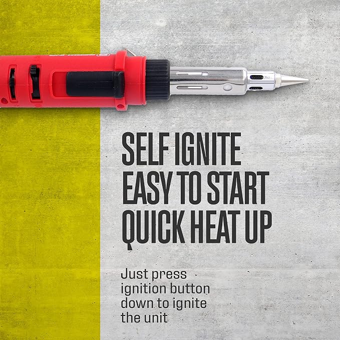 Berkling BSG-568 Butane Soldering Iron Kit - Self-Ignite, Instant Start, Portable Cordless Welding Micro Solder Torch Heat Gun Includes 5 Tips, 15g 60/40 Rosin Core Solder Wire, Mini Wrench, Sponge