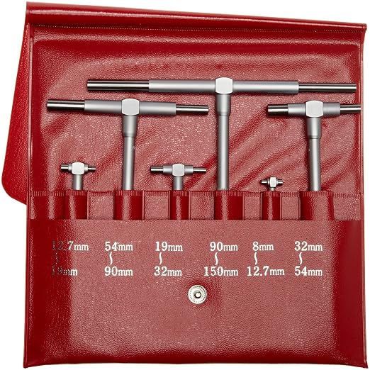 Mitutoyo 155-905 Telescoping Gage Set, 6-Piece, 8 mm to 150 mm Range, Spring-Loaded Bore Measuring Tools with Knurled Clamp for Internal Diameter and Groove Width Inspection