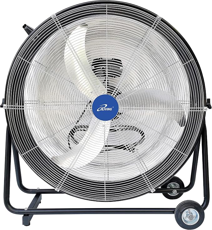 iLIVING 30 Inches High Velocity Drum Fan Industrial, Commercial, Air Circulator for Garage, Shop, Patio, Barn, Greenhouse, Speed Control 8300CFM, UL Listed,Black